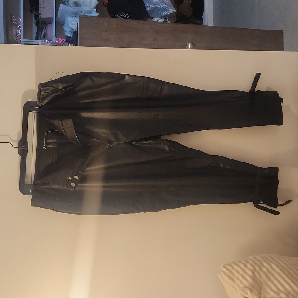 Leather cargo pants